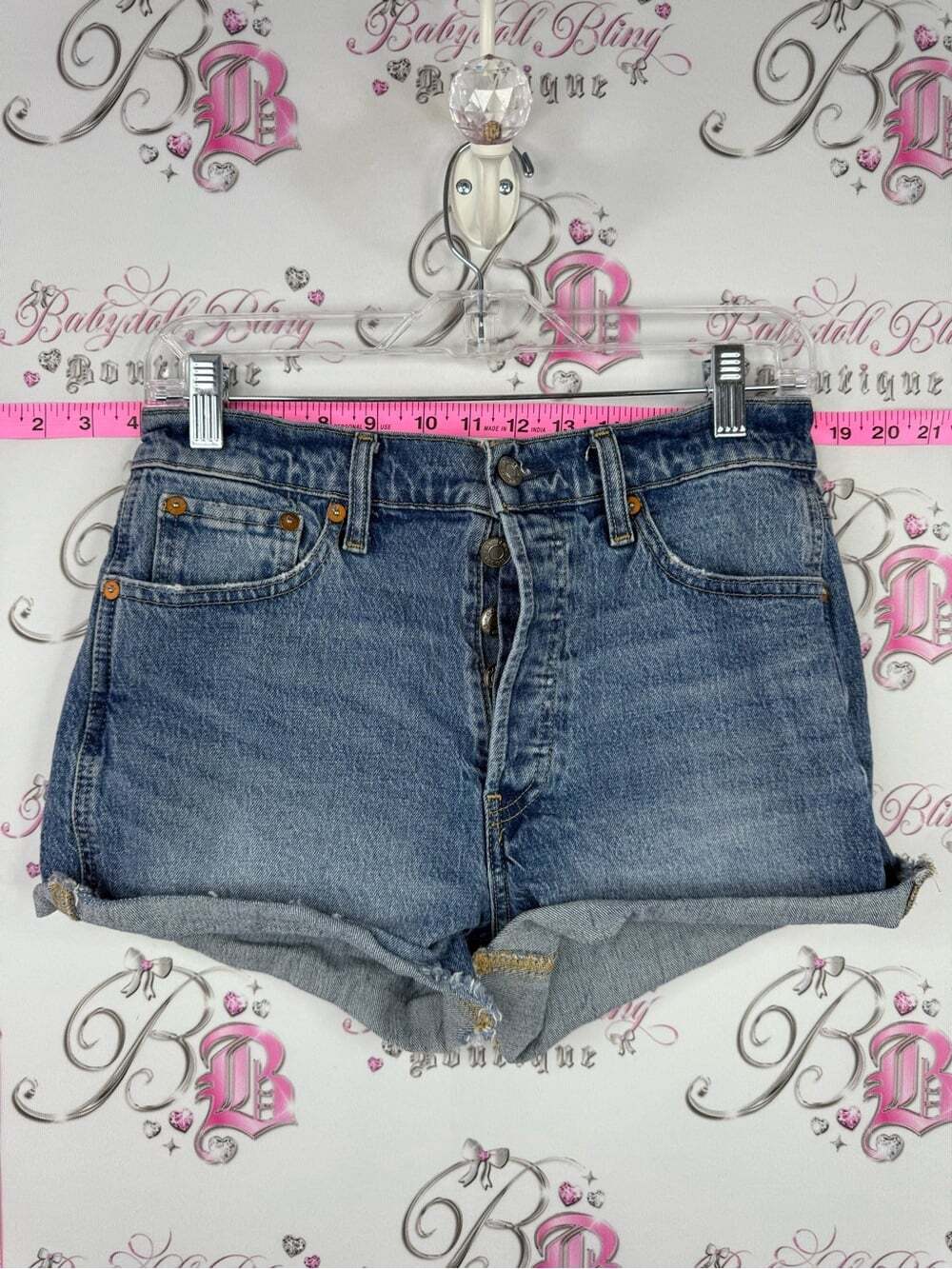 GAP shorts cheeky 4/27 Blue Washed Denim High-Rise Shorts button up